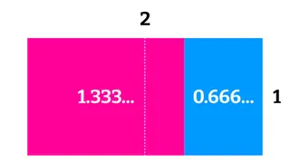 a 2/1 grid where one rectangle is 1.333... and the other is 0.666...