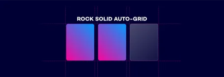 Three rectangles aligned in a grid. The first two are colored while the third one only shows an outline. Above the title of the post is repeated: Rock Solid Auto-Grid