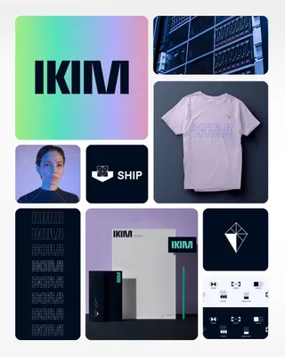 Das IKIM-Corporate Design wird in verschiedenen Elementen eingesetzt - das neue SHIP-Logo, IKIM auf einem Shirt, ein Foto-Mock-Up, Icons und mehr sind in einem Rasterformat zu sehen.